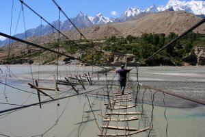 Man crossing Hussaini bridge